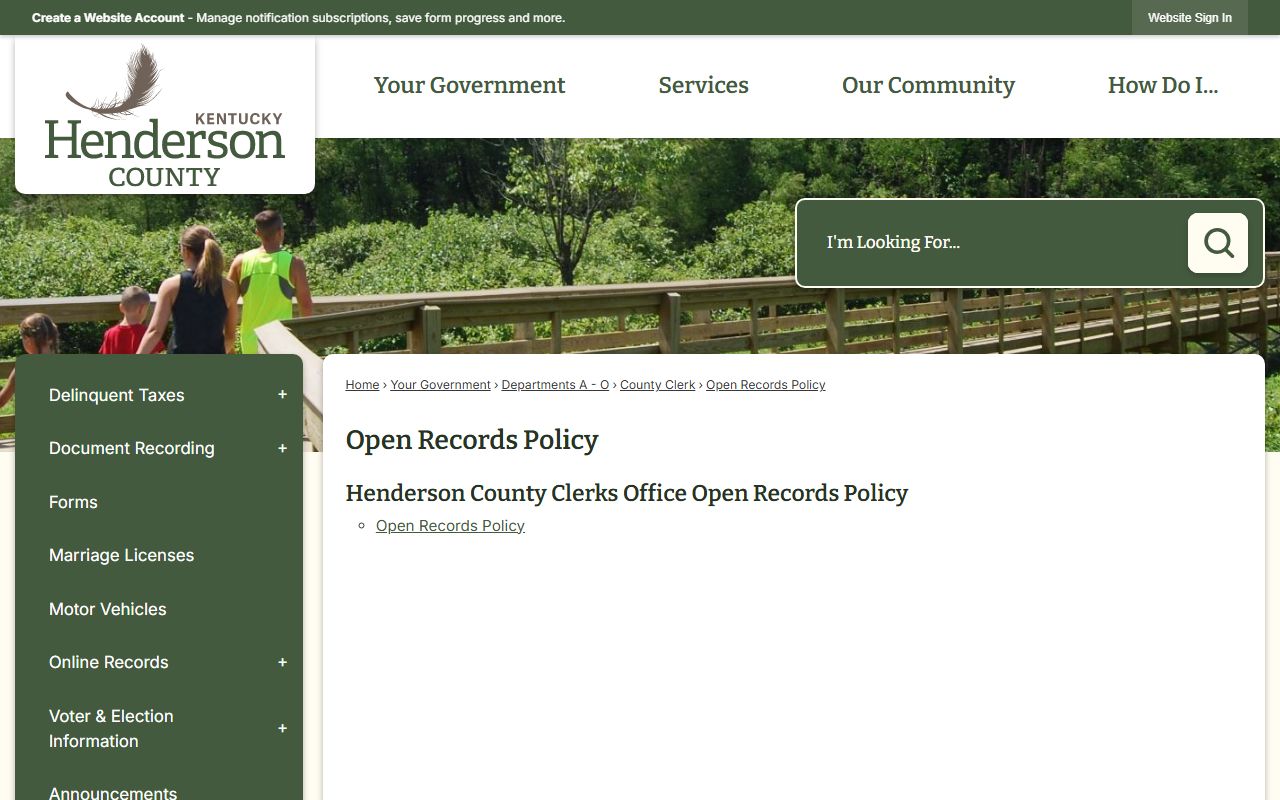 Henderson County Circuit Court Clerk records open records policy distinction