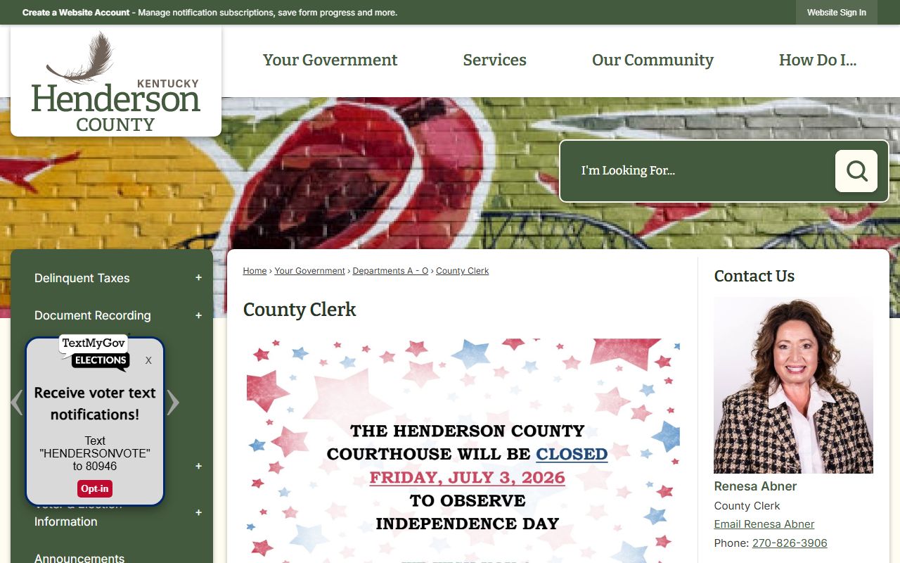 Henderson County Circuit Court Clerk records County Clerk distinction