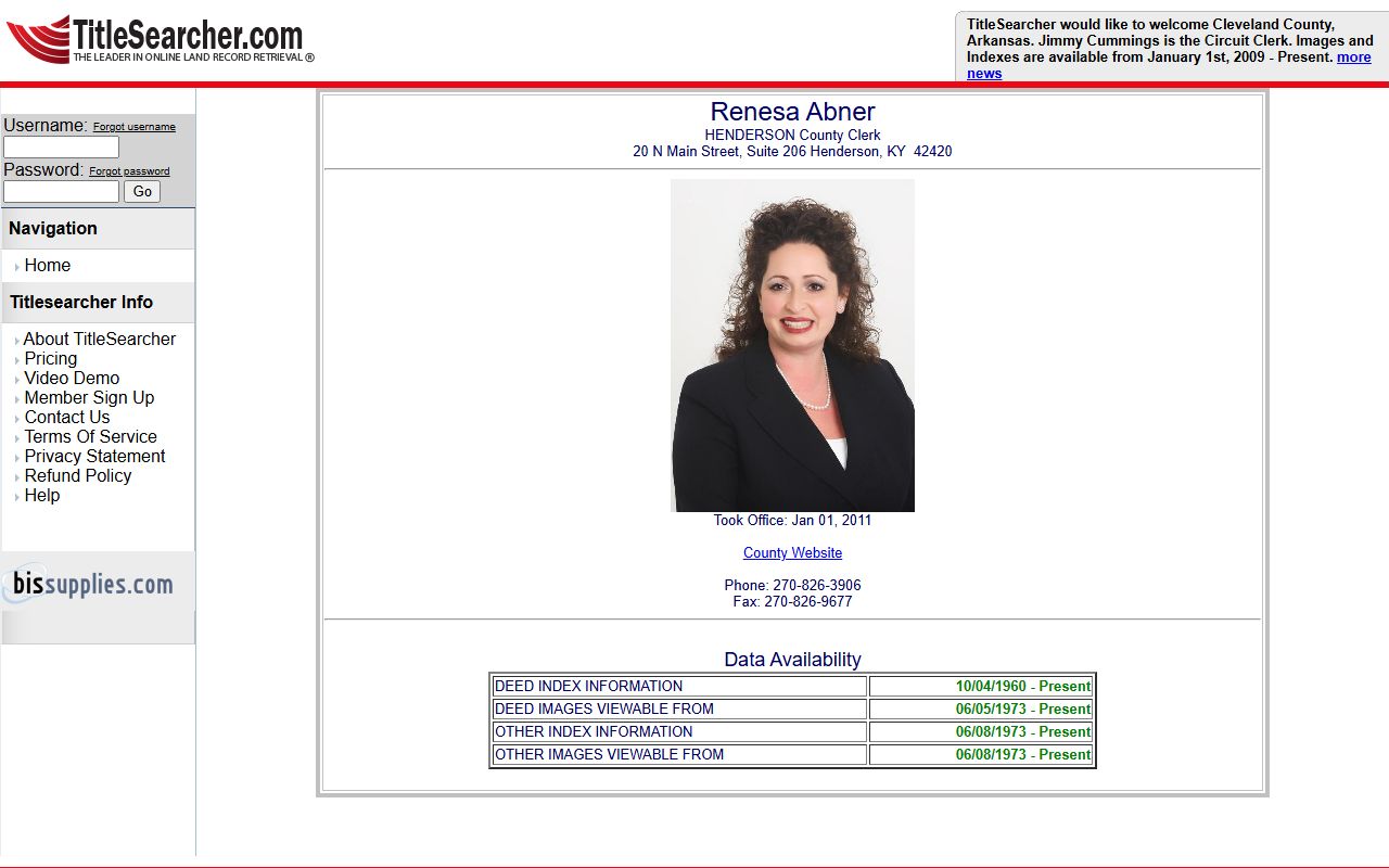 Henderson County Circuit Court Clerk records TitleSearcher county record channel