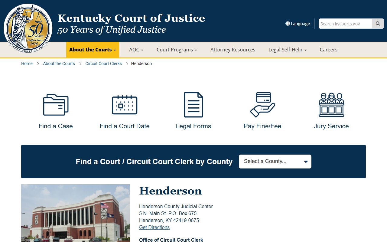 Henderson County court records judicial center page