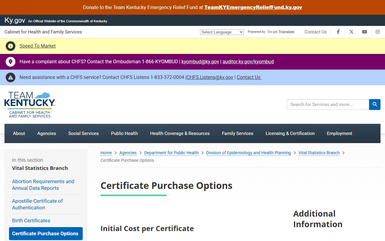 Henderson County marriage divorce records Kentucky vital certificate purchase options